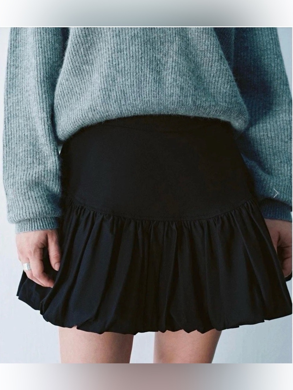 Urban Revivo Women's Black Bubble Mini Skirt - Elegant Flared Hem
